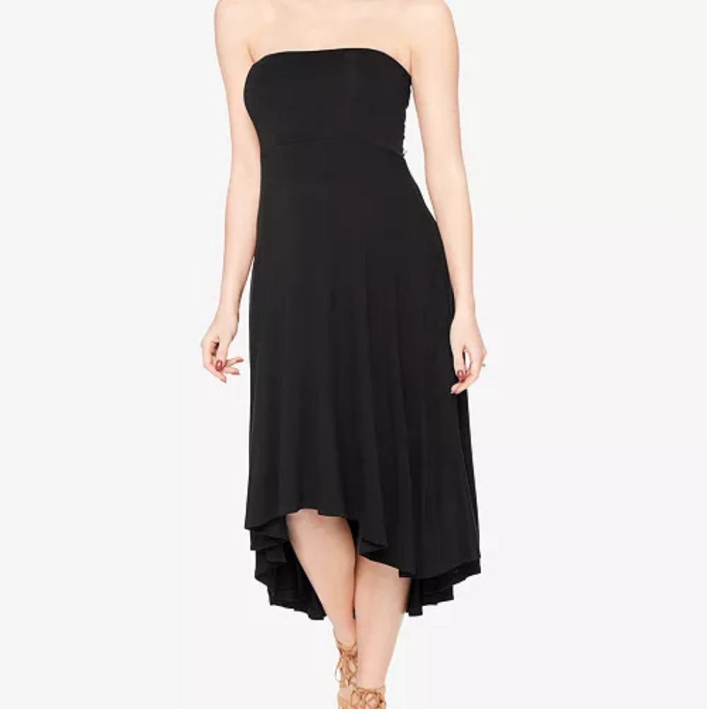 Black Strapless Hi-Low Dress - maternity